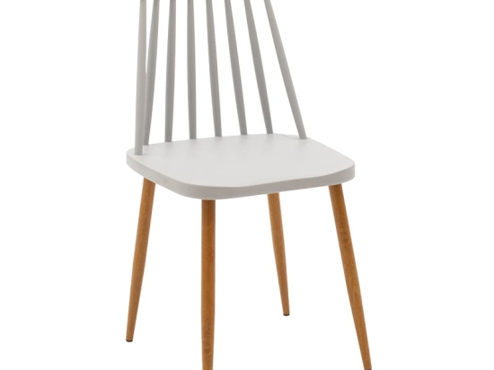 Καρέκλα Aurora pakoworld PP γκρι-φυσικό πόδι 43x48x79εκ. Σετ 4 Τεμαχίων