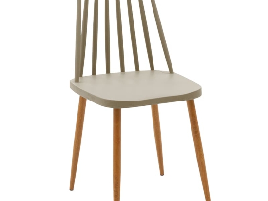 Καρέκλα Aurora pakoworld PP μόκα-φυσικό πόδι 43x48x79εκ. Σετ 4 Τεμαχίων
