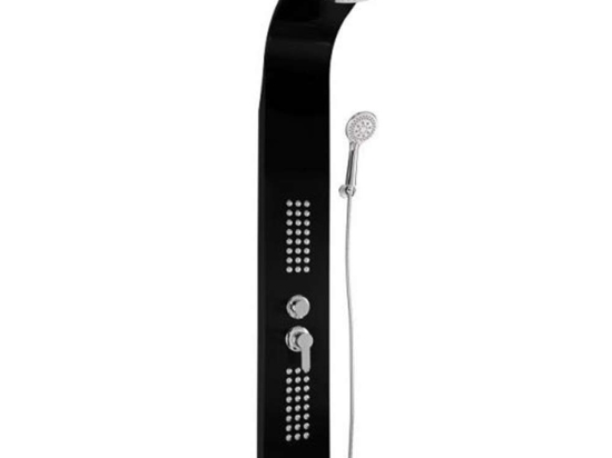 Μπαταρία Στήλη Μπάνιου Blackpool 38-6108 Με Υδρομασάζ 145cm Black Gloria Μέταλλο