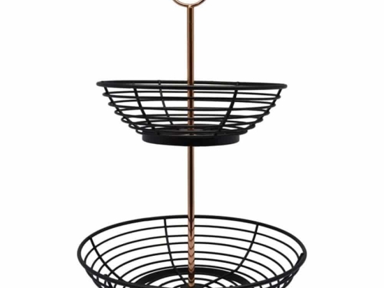 Φρουτιέρα Μεταλλική 2 Θέσεων 794003 28,5x28.5x42cm Black Ankor Μέταλλο
