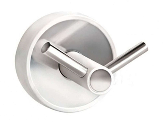 Άγκιστρο Μπάνιου Διπλό Optimo 6202 99 6x6x5,2cm White-Chrome Karag Ανοξείδωτο Ατσάλι