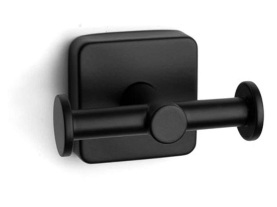 Άγκιστρο Μπάνιου Διπλό Quattro 4222 55 9x5,5x6cm Black Karag Ανοξείδωτο Ατσάλι
