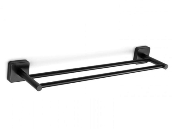 Κρεμάστρα Πετσέτας Διπλή Quattro 4252 55 50cm Black Karag Ανοξείδωτο Ατσάλι