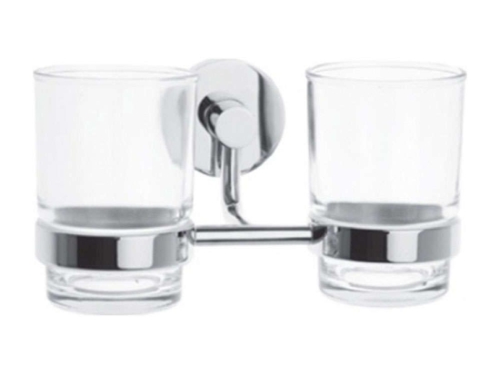Ποτηροθήκη Διπλή Γυάλινη Artion 12068 Chrome Karag Γυαλί