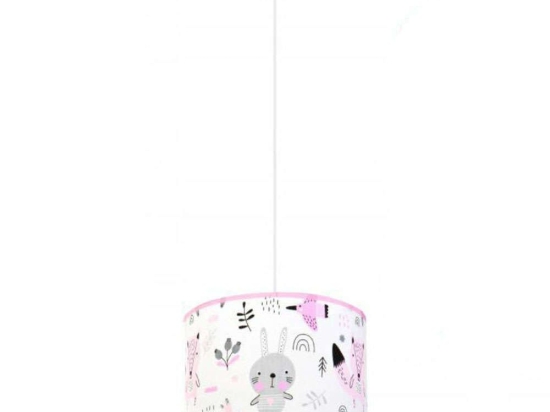 Φωτιστικό Οροφής Παιδικό Bear KL-0016 E27 Φ35cm 20cm Pink-Multi Metanor Μέταλλο,Ύφασμα