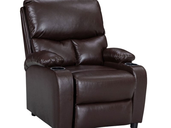 Πολυθρόνα relax με ποτηροθήκη Gartia pakoworld  καφέ PU 79x94x102εκ