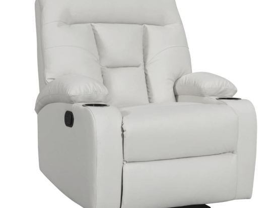Πολυθρόνα relax με ποτηροθήκη Terpsi pakoworld λευκό PU 80x94x100εκ