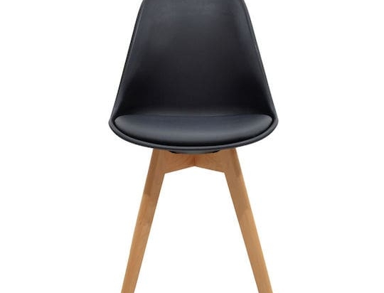 Καρέκλα Gaston pakoworld PP-PU μαύρο-φυσικό πόδι 53.5x48.5x83εκ