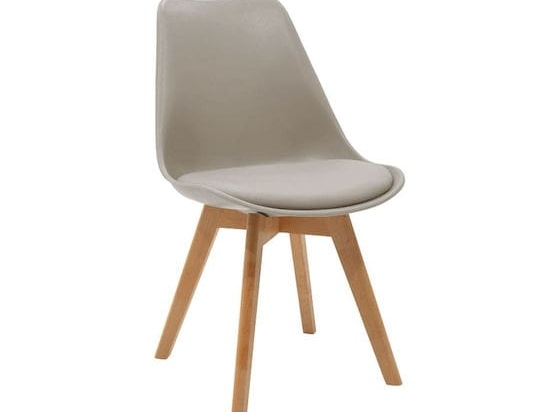 Καρέκλα Gaston pakoworld PP-PU γκρι-φυσικό πόδι 53.5x48.5x83εκ