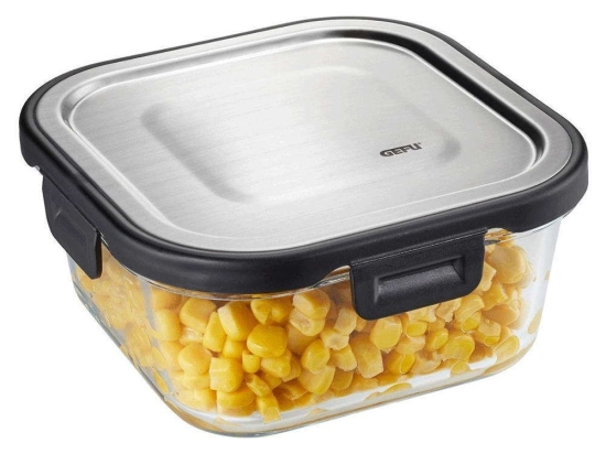 Δοχείο Φαγητού Τετράγωνο Milo GEFU-12757 800ml 15,4x15,4x7,7cm Clear-Silver Gefu Γυαλί