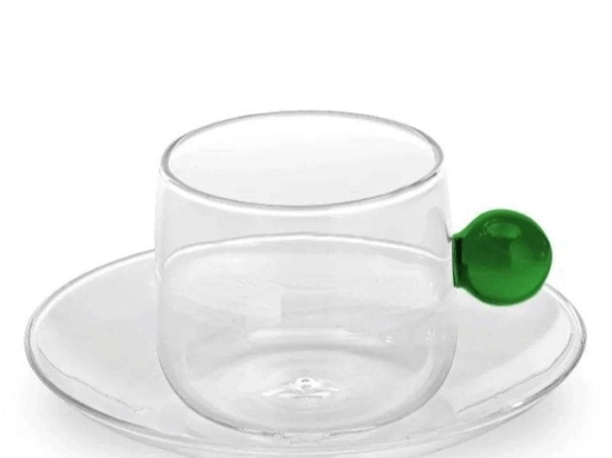 Φλυτζάνι Τσαγιού Bilia BA00713 220ml Green-Clear Zafferano Γυαλί