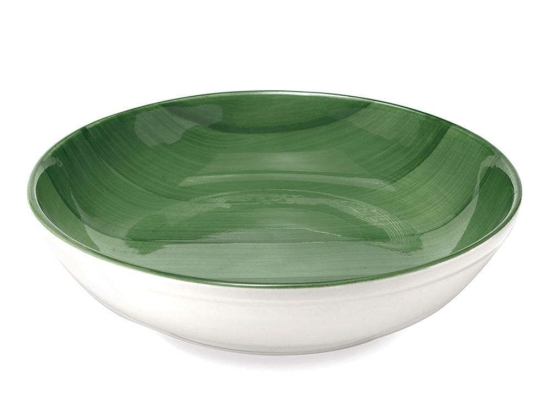 Μπωλ Σερβιρίσματος Striche SK00813 Φ30cm White-Green Zafferano Κεραμικό