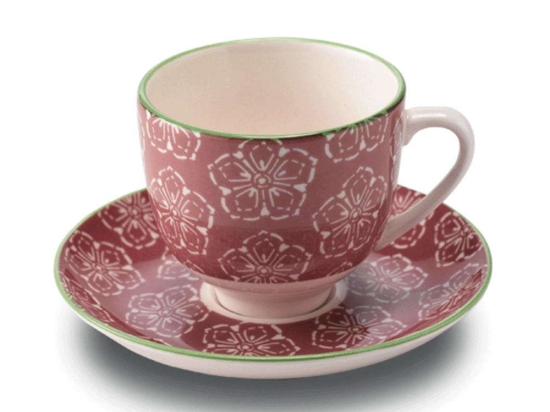 Φλυτζάνι Καφέ Με Πιατάκι Tue TU01008 140ml Pink Zafferano Κεραμικό