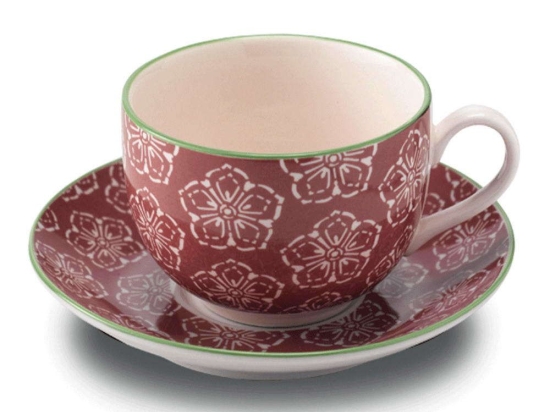 Φλυτζάνι Τσαγιού Με Πιατάκι Tue TU01108 270ml Pink Zafferano Κεραμικό