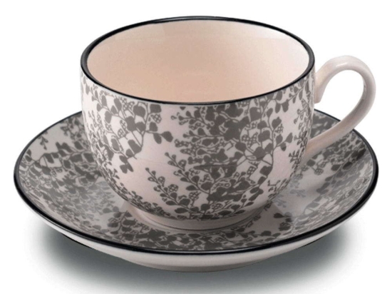 Φλυτζάνι Τσαγιού Με Πιατάκι Tue TU01114 270ml Grey Zafferano Κεραμικό
