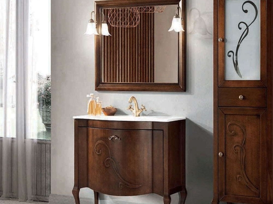 Έπιπλο Μπάνιου Νιπτήρα Με Καθρέπτη Martina 90x50x83cm/90x2x70cm Walnut Bluelife Beech
