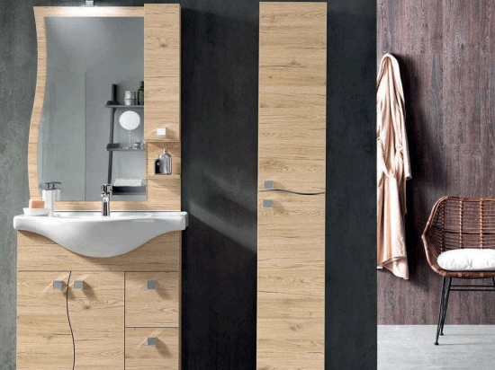 Έπιπλο Μπάνιου Νιπτήρα Με Καθρέπτη Onda 75x51x195cm Natural Oak Bluelife Μελαμίνη