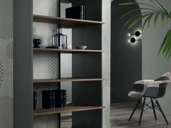 Βιβλιοθήκη Julio 104x35x185cm Anthracite-Teak Capodarte