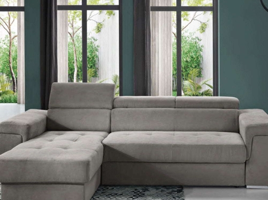 Καναπές Γωνιακός Με Αναστρέψιμη Γωνία Comfort 279x165x77+22cm Light Grey Capodarte