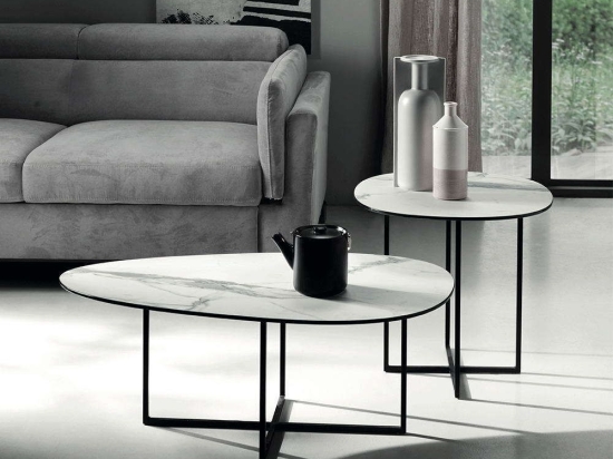 Τραπεζάκι Σαλονιού Ginni 90x50x35cm White-Marble Capodarte