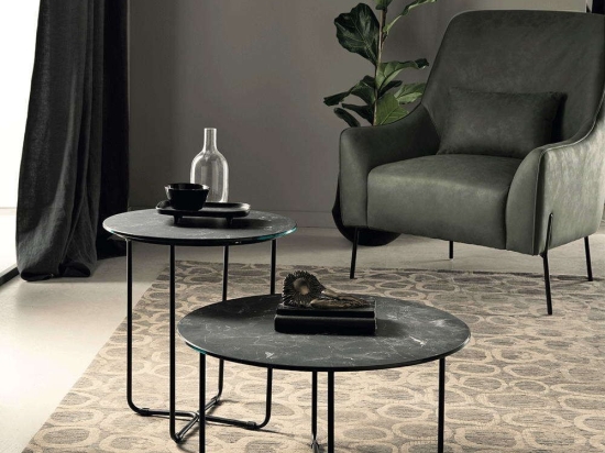 Τραπεζάκι Σαλονιού Jon Φ60x33cm Black-Marble Capodarte