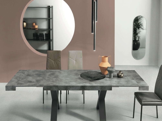 Τραπέζι Επεκτεινόμενο Paride 160x90x76cm Concrete-Anthracite Capodarte