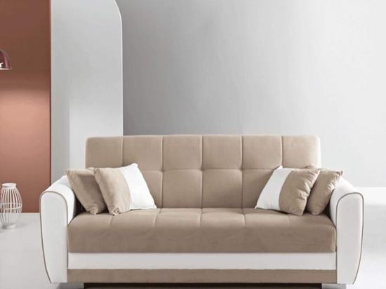 Καναπές-Κρεβάτι Τριθέσιος Vera VERA/KOALA6 230x80x90cm White-Beige Ikone Casa