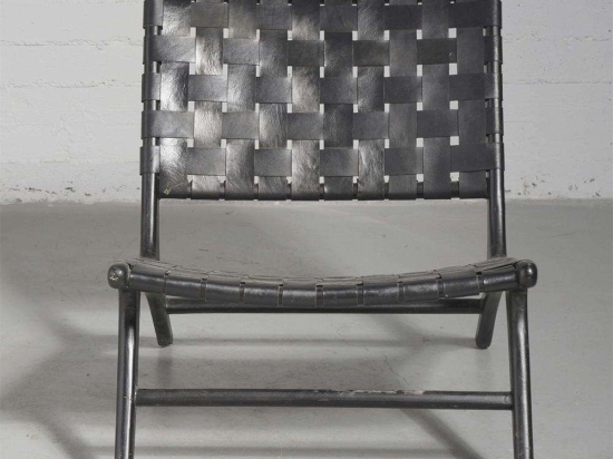 Καρέκλα Δερμάτινη Πλεκτή Lounge 0010-1 81x65x72cm Black Supergreens