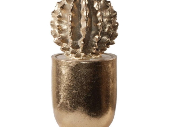 Διακοσμητικός Κάκτος 6900-2 9x9x18,5cm Gold Supergreens Πολυρεσίνη
