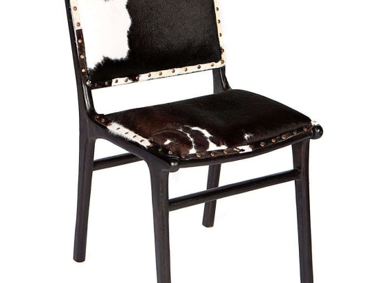 Καρέκλα Δερμάτινη Teak Αγελάδα 7900-1 66x55x97cm Black-White Supergreens