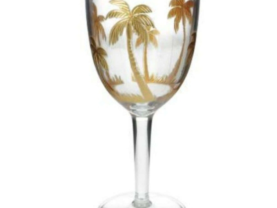 Ποτήρι Κρασιού Φοίνικες 1530-2 9x9x20,5cm Clear-Gold Supergreens Πλαστικό