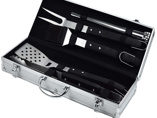 Eργαλεία Barbeque Σε Κασετίνα (Σετ 10Τμχ) V0182 Inox-Black Kaiser Ανοξείδωτο Ατσάλι