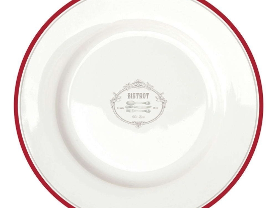 Πιάτο Φαγητού Bistrot 942BIST Φ26,5cm White-Red Easy Life Πορσελάνη