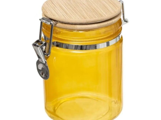 Βάζο Αποθήκευσης Γυάλινο 181809C 750ml Yellow 5Five Simply Smart Ξύλο,Πορσελάνη