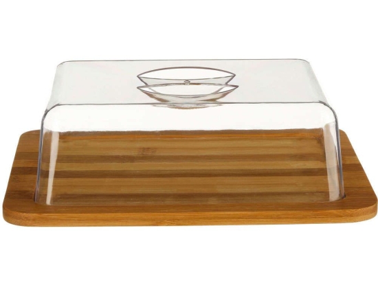 Τυριέρα Με Καπάκι 111534 26x20x7,3cm Natural-Clear Marva Ακρυλικό,Bamboo