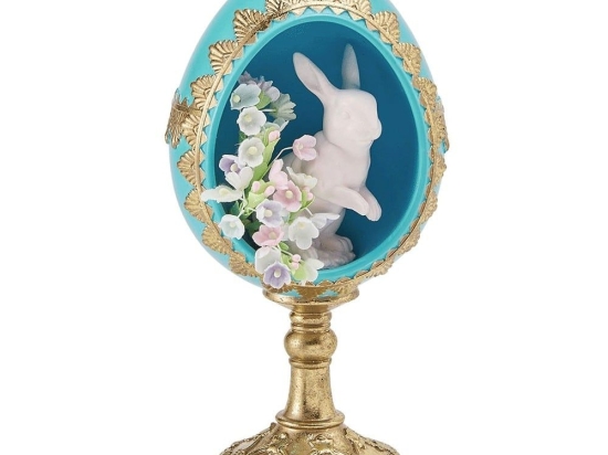Διακοσμητικό Αντικείμενο Αυγό 658072 21cm Turquoise-Gold Marva Πολυρεσίνη