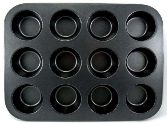 Φόρμα Muffins Αντικολλητική 12 Θέσεων Moka 820501 35x27x3cm Black Ibili Αλουμίνιο