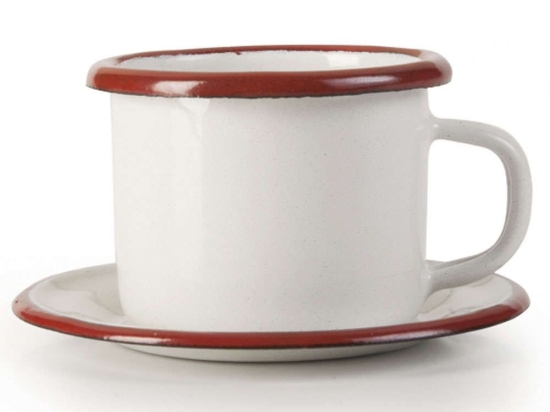 Φλυτζάνι Καφέ Με Πιατάκι (Σετ 2Τμχ) Bordeaux 908405 White-Bordeaux Ibili Εμαγιέ