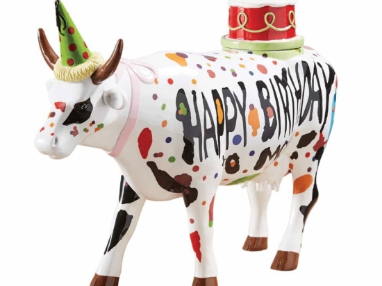 Διακοσμητική Αγελάδα Happy Birthday CP46778 30,5x19,5cm Multi CowParade Πολυρεσίνη
