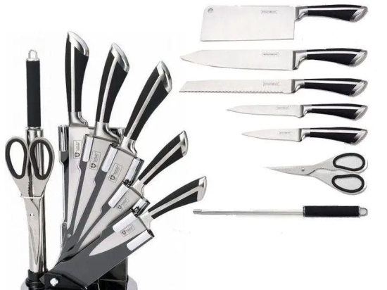 Μαχαίρια Με Ακρυλική Βάση KSS700 (Σετ 8τμχ) Inox-Black Royalty Line Ανοξείδωτο Ατσάλι