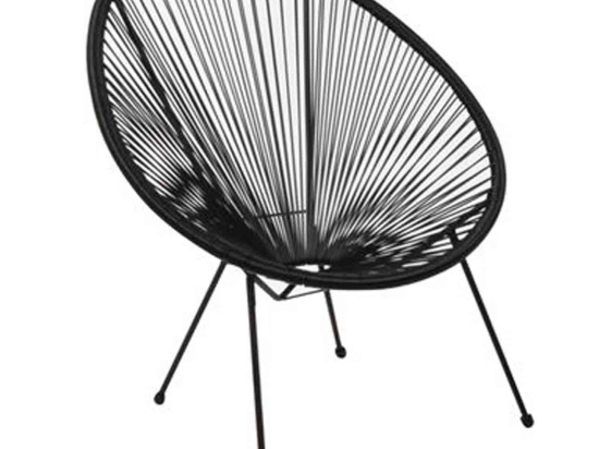Πολυθρόνα Acapulco Ε245,2 Μέταλλο Μαύρο/Rattan Μαύρο