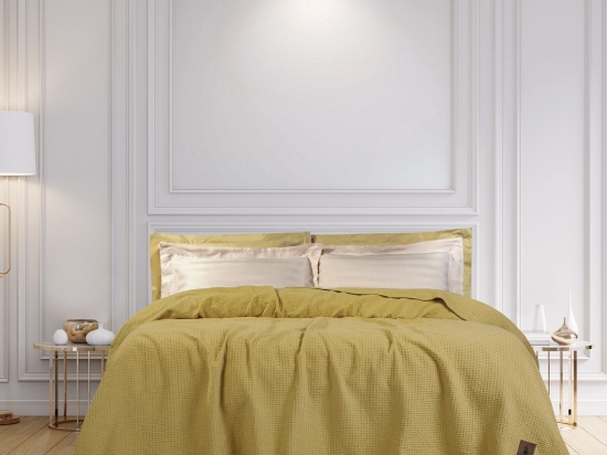 Κουβέρτα Πικέ 2459 Ocher Greenwich Polo Club Υπέρδιπλο 220x240cm 100% Βαμβάκι