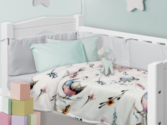 Κουβέρτα Βρεφική 4765 Fleece Nude-Beige-Mint Das Home Κούνιας 110x150cm Πολυέστερ