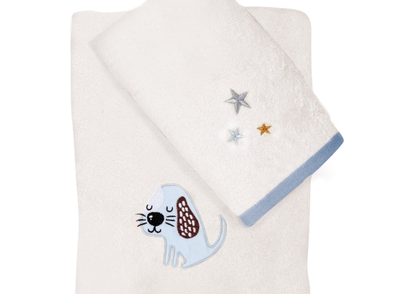Πετσέτες Βρεφικές 4766 (Σετ 2τμχ) Cream-Light Blue Das Home Σετ Πετσέτες 70x140cm 100% Βαμβάκι