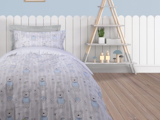 Σεντόνια Παιδικά 4767 (Σετ 3τμχ) Grey-Ecru-Ciel Das Home Μονό 170x260cm 100% Βαμβάκι