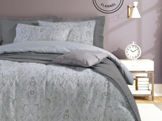 Σεντόνια Happy Flannel 9526 (Σετ 3τμχ) Grey Das Home Μονό 170x260cm 100% Βαμβακερή Φανέλα