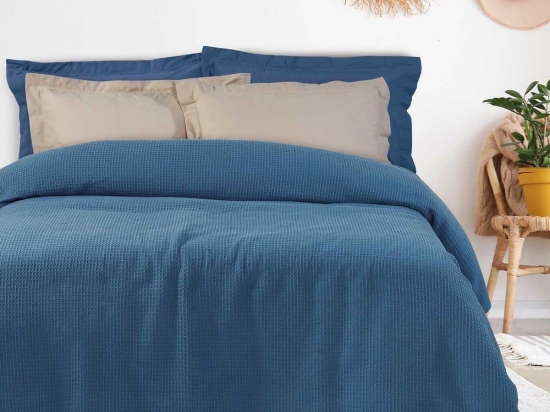 Κουβέρτα Πικέ 0472 Blue Das Home Υπέρδιπλo 220x240cm 100% Βαμβάκι