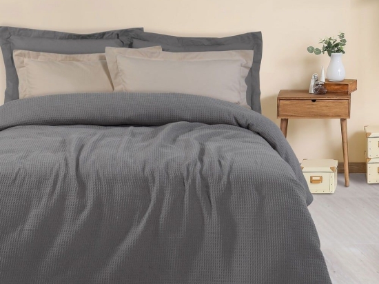 Κουβέρτα Πικέ 0474 Grey Das Home Υπέρδιπλο 220x240cm 100% Βαμβάκι