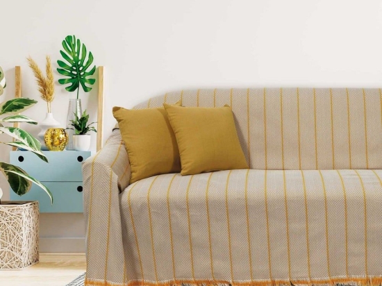Ριχτάρι 0229 Ecru-Yellow Das Home Διθέσιο 180x250cm 100% Βαμβάκι