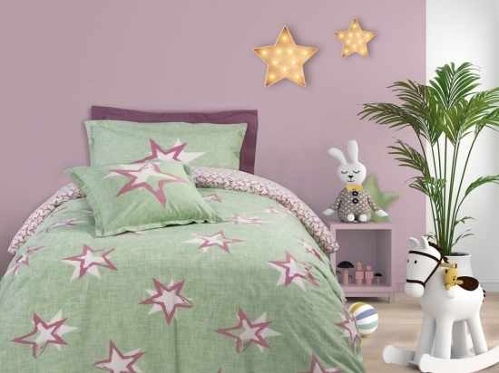 Σεντόνια Παιδικά 4797 (Σετ 4τμχ) Mint-Pink-Ecru Das Home Μονό 170x250cm 100% Βαμβάκι